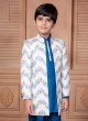 Readymade White And Blue Indowestern In Art Silk