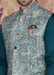 Elegant Peacock Blue Color Nehru Jacket