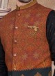 Attractive Black And Golden Nehru Jacket Suit