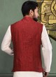 Maroon Art Silk Readymade Nehru Jacket