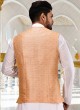 Light Orange Art Silk Nehru Jacket