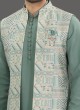 Stylish Nehru Jacket Set With Digital Geometric Print