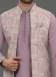 Digital Geometric Print Nehru Jacket Set For Wedding