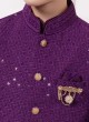 Festive Wear Purple Nehru Jacket Set In Cotton Silk