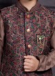 Designer Dark Coffee Nehru Jacket Set In Art Silk