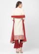 Off-White And Maroon Color Palazzo Style Suit