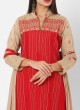 Red And Beige Color Palazzo Style Suit