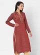 Pant Style Suit In Maroon And Beige Color