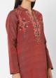 Pant Style Suit In Maroon And Beige Color