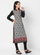 Grey And Black Color Churidari Suit