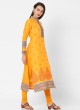 Yellow Color Printed Churidar Suit