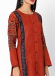 Rust And Navy Blue Color Churidar Suit