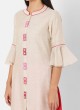 Womens Off-White And Pink Color Palazzo Kurti Set