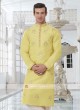 Art Silk Light Yellow Kurta Pajama