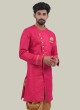 Silk Readymade Indowestern In Hot Pink Color