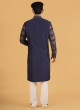 Navy Blue Readymade Silk Kurta Pajama