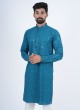 Rama Green And Off White Cotton Kurta Set