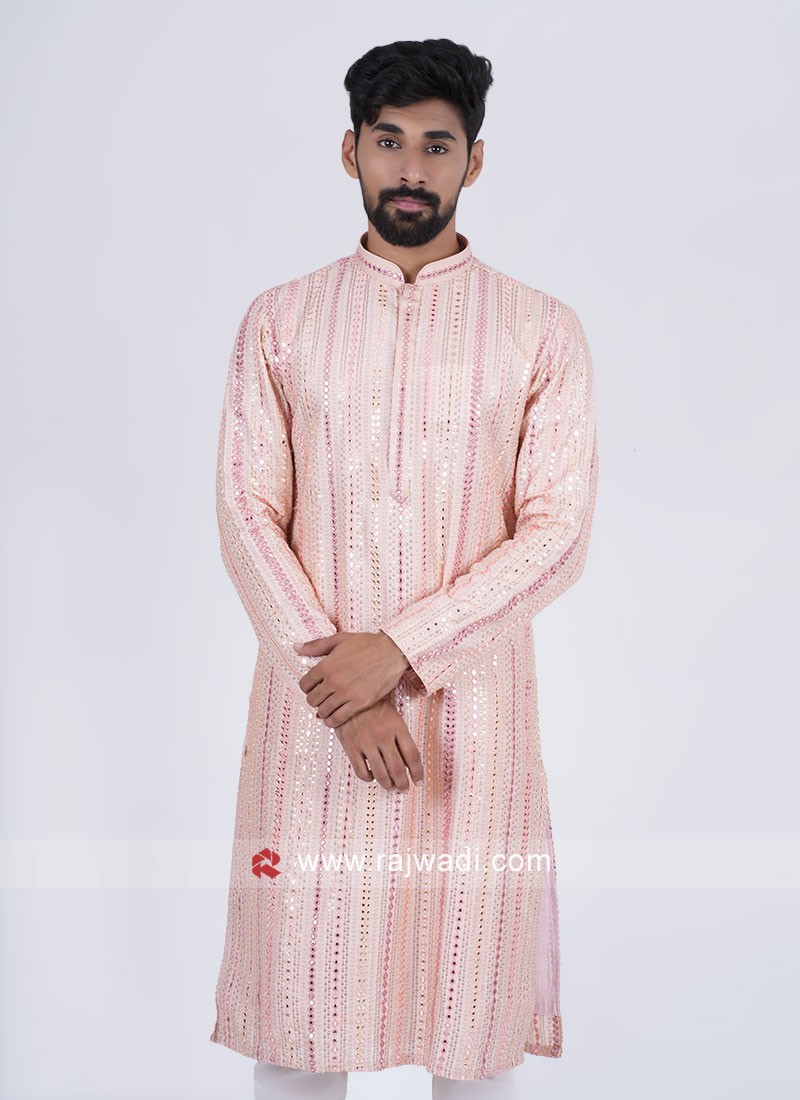 Peach color kurta discount pajama