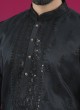 Designer Black Color Silk Kurta Pajama