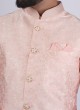 Classic Pink Silk Nehru Jacket Set For Wedding