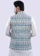 Fancy Printed Silk Nehru Jacket