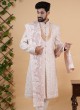 Silk White Embroidered Sherwani For Men