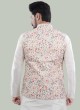 Cotton Silk Floral Printed Nehru Jacket