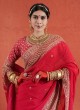 Traditional Deep Red Organza Bridal Saree