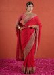 Traditional Deep Red Organza Bridal Saree