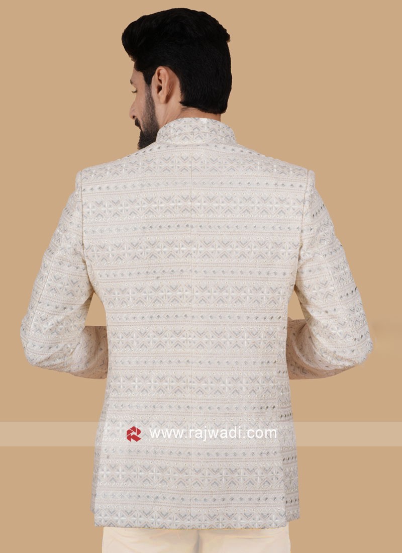 Mens Cream 4 Pc Jodhpuri Suit Partywear 7 Button | Designer suits for men,  Mens suits, Best wedding suits