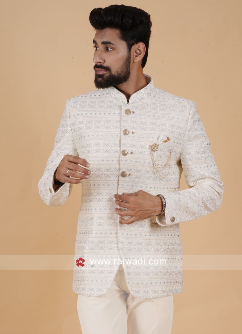 Buy Cream White Terry Rayon Jodhpuri Kalki Fashion India
