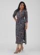 Flower Printed Cotton Silk Kurti In Blue Color