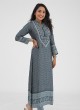 Printed Grey Color Silk Kurti