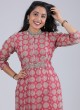 Casual Wear Pink Printed Kurti Set