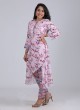 Flower Printed Kurti In Pink Color