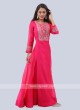 Rani color cotton silk anarkali suit