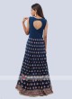 Blue color chiffon anarkali suit.