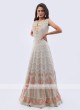 Pale grey chiffon anarkali suit