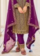 Zari Embroidered Purple Dress Material