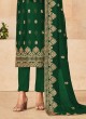 Green Designer Thread Embroidered Dress Material