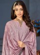 Exclusive Dola Silk Lilac Embroidered Dress Material