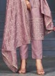 Exclusive Dola Silk Lilac Embroidered Dress Material