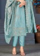 Sky Blue Vichitra Silk Dress Material