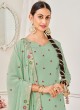 Pista Green Thread Embroidered Dress Material