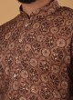 Brown Printed Kurta Pajama