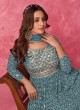 Light Blue Georgette Bandhani Print Embellished Anarkali Suit