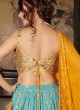 Wedding Wear Sky Blue And Mustard Yellow Lehenga Choli