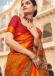 Orange And Crimson Color Art Dola Silk Saree