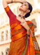 Orange And Crimson Color Art Dola Silk Saree