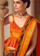 Wine And Orange Color Art Dola Silk Saree